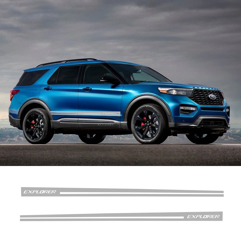  2 PCS Explorer Car Side Stripes Side Skirts Graphics Vinyl Sticker Decals Racing Sport Car Stickers