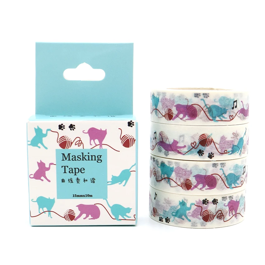 

Box Package Kawaii Cats Have Fun Washi Tape Masking Tape Decorative Scrapbooking Office Adhesive DIY Sticker Label Tape 10m*15mm