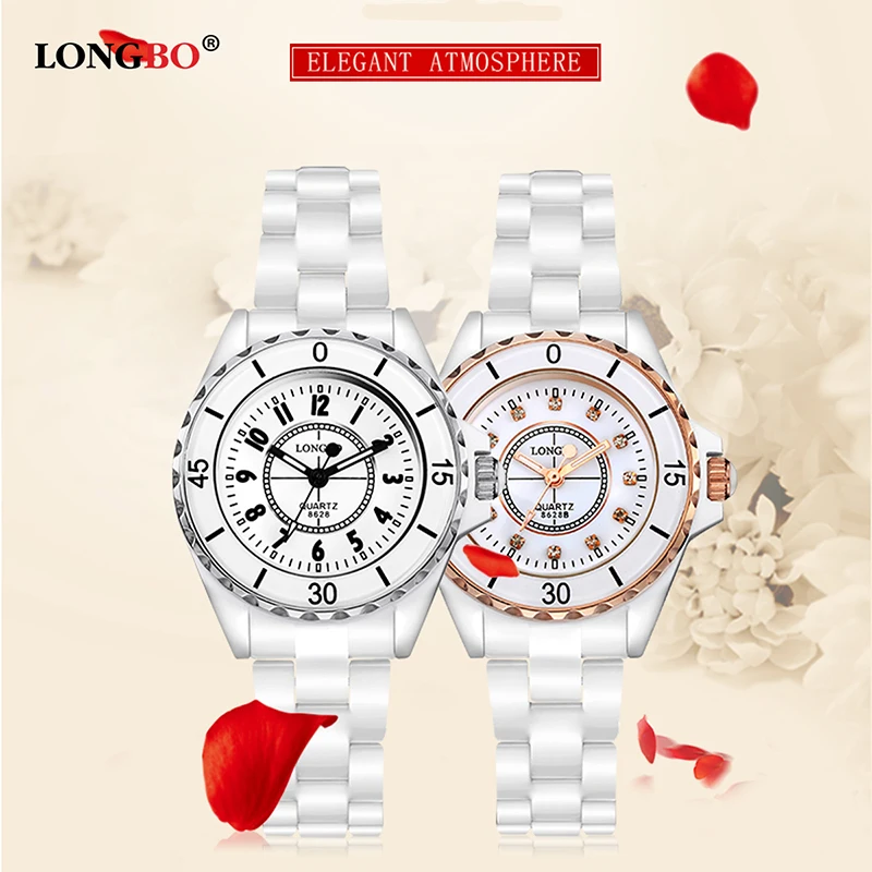 Элитный бренд LONGBO Для женщин Повседневное Керамика часы модные, Geneva, женские часы Женские кварцевые наручные часы, наручные часы с механизмом, мужские часы mujer