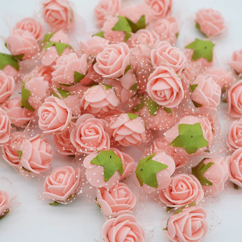 50 шт. 2 см мини пены розы искусственные головки цветов ручной работы розы DIY ремесла принадлежности Свадебная вечеринка коробка венок украшения