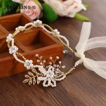 TOPQUEEN HP146 Роскошные Жемчужные бисерные звезды и сплав лист Свадебные аксессуары для волос; свадебные головные уборы свадебная тиара обруч ручной работы