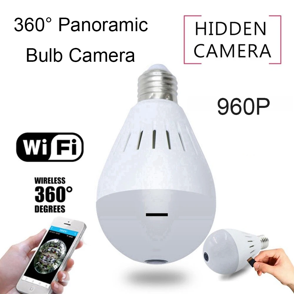 360 Degree HD 960P Panoramic Fisheye Security Surveillance WiFi Surveillance Lamp IP CCTV Camera Light Bulb