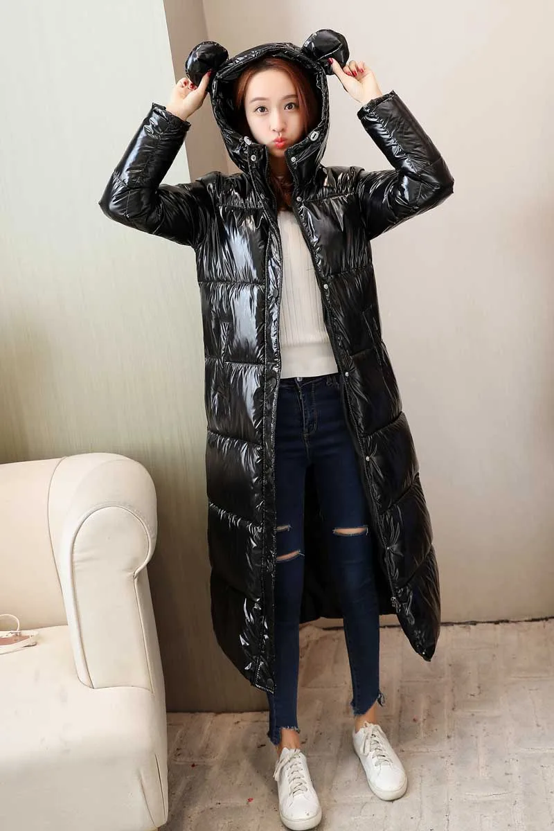 BJCJWF Fashionable Coat Winter Women Parka 2018 Hight Quality Casual Thick Warm Jacket Female Long printing Hooded Parka Hot