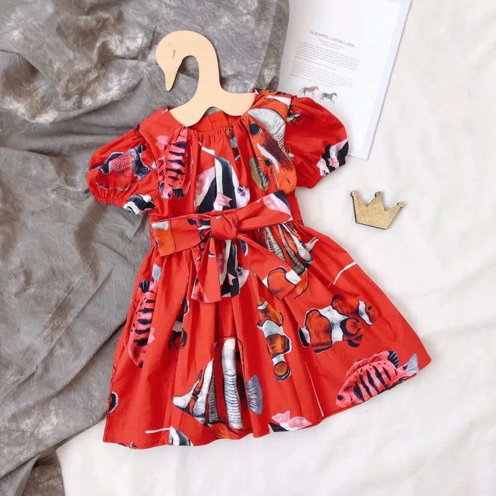 

Pre-sale May 5th Clown Fish Pattern Red Girl Dress Cotton Summer Toddler Baby Girls Dresses