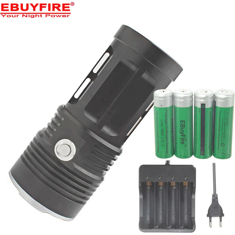 

king 4T6 6t6 7t6 12t6 Flashlight Lantern Torches 8x XML T6 LED Flash light Torch Camp Lamp Light+ 4 * 18650 battery +charger