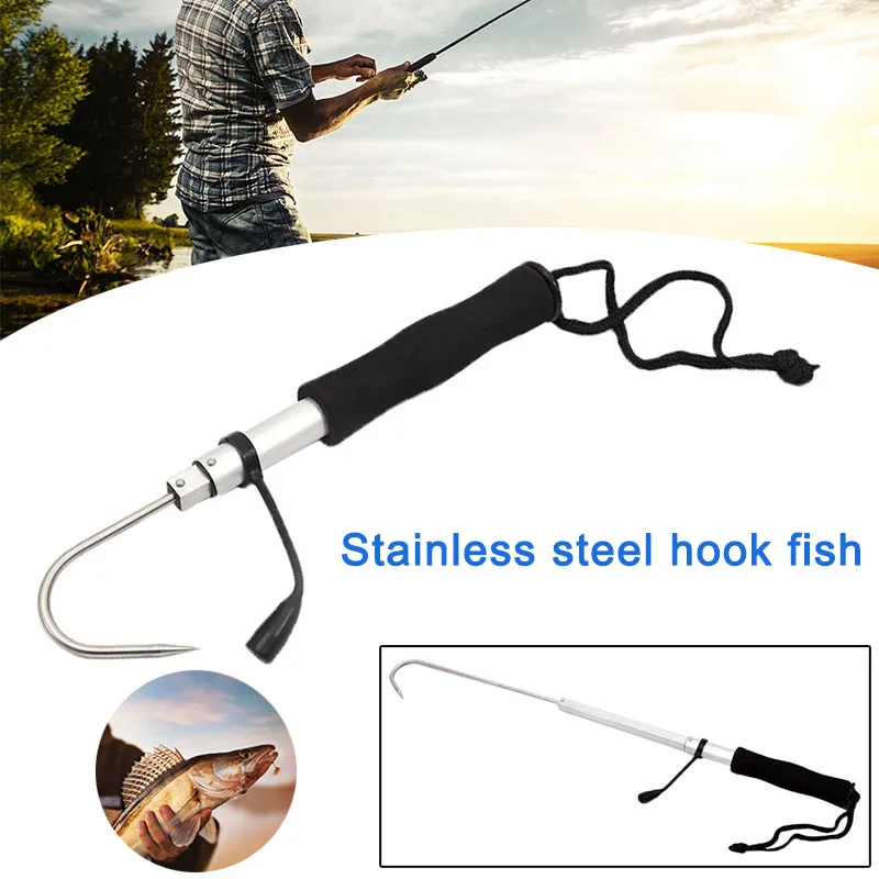 

Ice Fishing Gaff Hook Telescopic Fish Gaff Stainless Fishing Spear Hook Hand Gaffs BB55