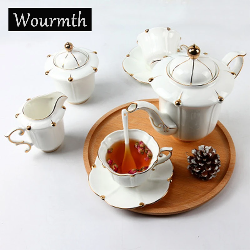 

WOURMTH Luxury Bone China Camellia Coffee Set Porcelain Tea