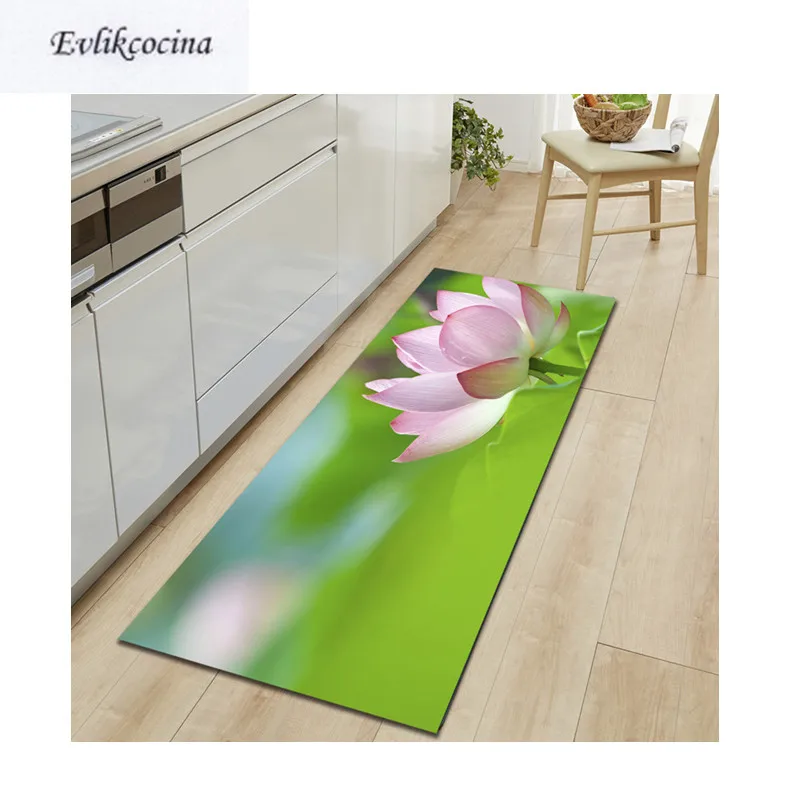 

Free Shipping Pink Lotus Banyo Water Absorption Bath Mat Door Floor Tapete Banheiro Carpet For Toliet Non Slip Alfombra Bano