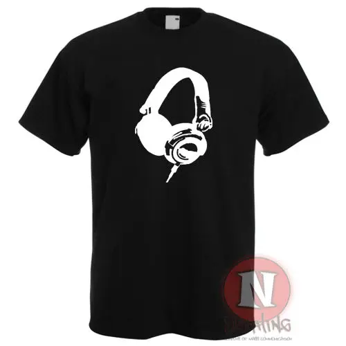 Headphones t-shirt for DJ club dance music Ibiza rave festival audio studio Harajuku Fashion Classic Unique free shipping