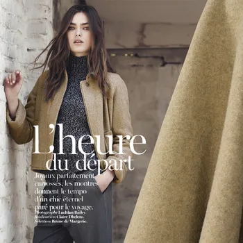 

Custom 100% wool fabric new technology solid color soft light beige full wool autumn and winter fabrics