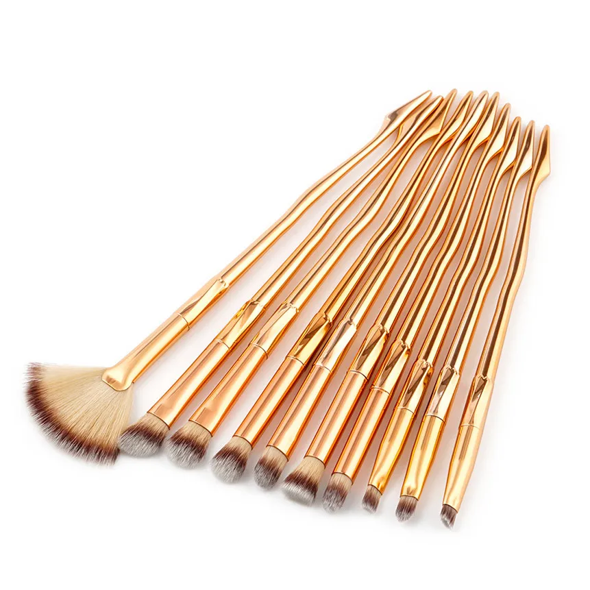 

GUJHUI Makeup Brushes Set Foundation Eyeshadow Contour Eye Lip Makeup Brush Cosmetic Brushes Tool Gold 10Pcs 71205