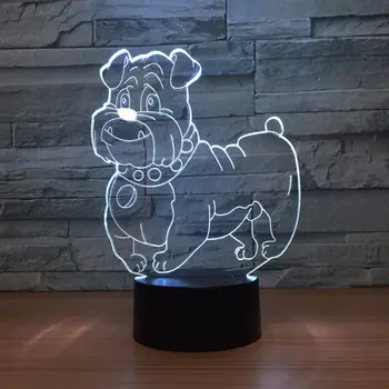 

Puppy 7 color 3D night light touch USB power supply green LED gift light 1387