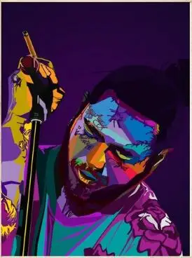 Картина на стену в стиле хип хоп singer Malone ART SILK плакат декоративной живописи размер