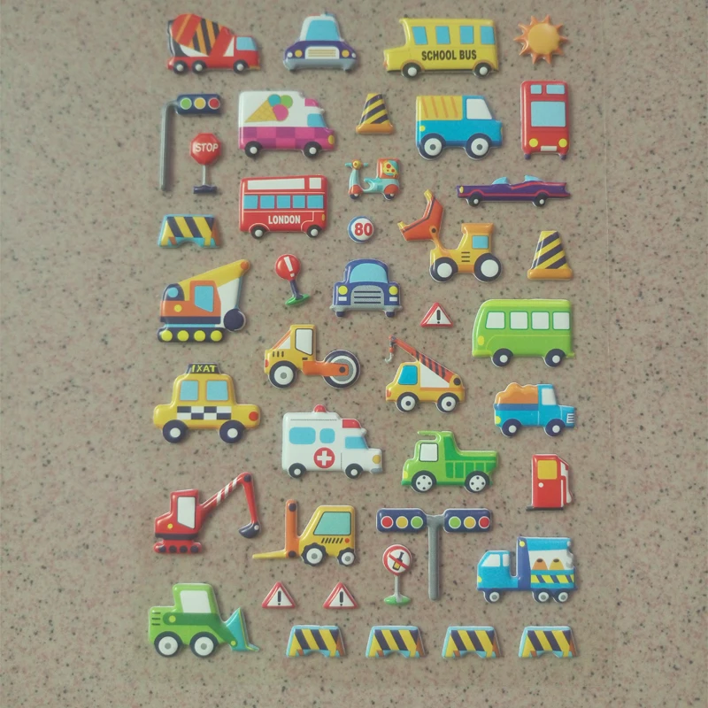 40 نماذج الكرتون 3D سيارة ملصقات ألعاب أطفال DIY الاطفال الصبي لعبة ملصقات هاتف محمول دفتر الديكور GiftsToy للأطفال