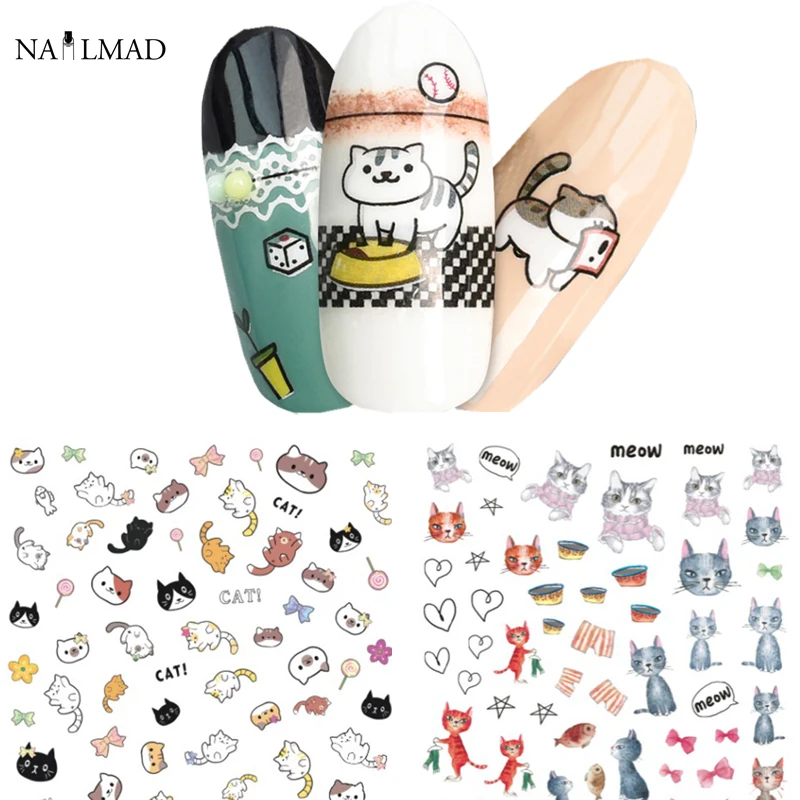 Buy 1 sheet NailMAD Cat 3D Nail Art Stickers Kitten
