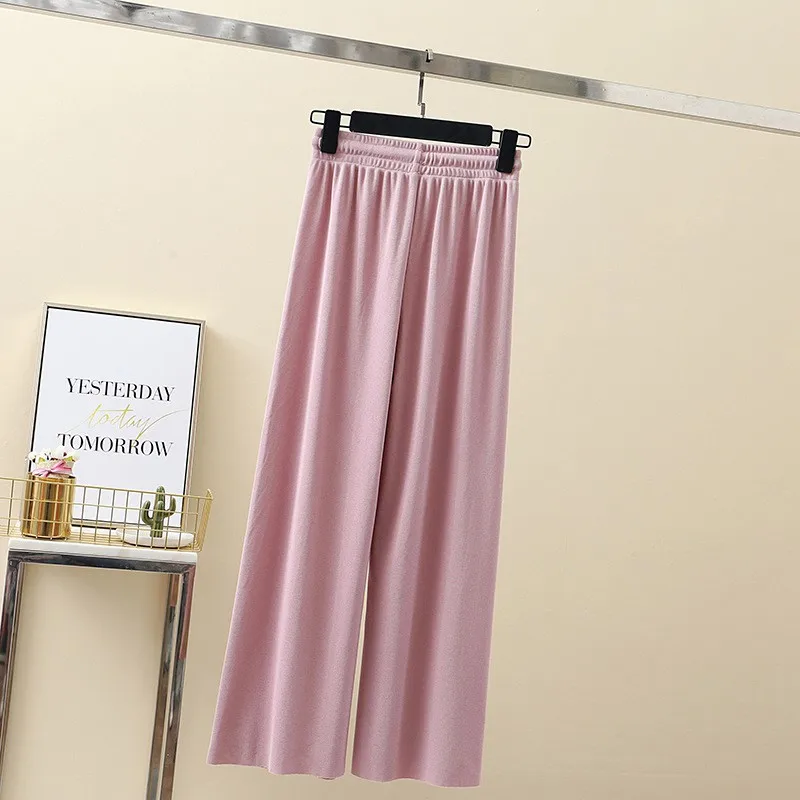 2019 Women's Solid Wide Leg Pants Loose Drawstring Casual Ankle-Length Female Trousers Summer Pleated Pants 2019 Women's Solid Wide Leg Pants Loose Drawstring Casual Ankle-Length Female Trousers Summer Pleated Pants