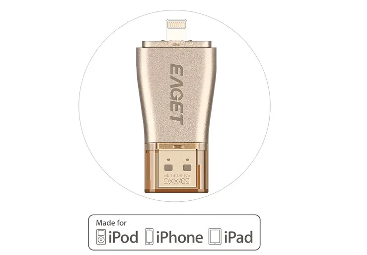 EAGET I50 для iPhone OTG USB 3,0 флеш-накопители 32 Гб Расширение емкости для iPhone/iPad/iPod, микро-флеш-накопитель для ПК/MAC