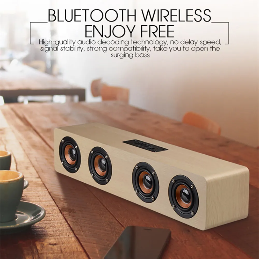 Деревянный беспроводной Bluetooth динамик HiFi стерео сабвуфер Bluetooth книжная полка динамик s дерево 4 громкий динамик Громкая связь TF карта AUX