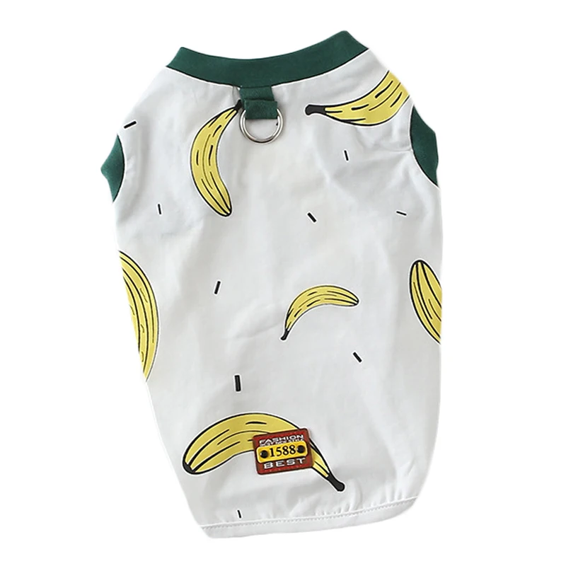 Банан с принтом французского бульдога летняя крутая жилетка шлейка для домашней собаки хлопковая одежда для маленькие собачки Чихуахуа Мопс дышащая футболка - Цвет: Белый
