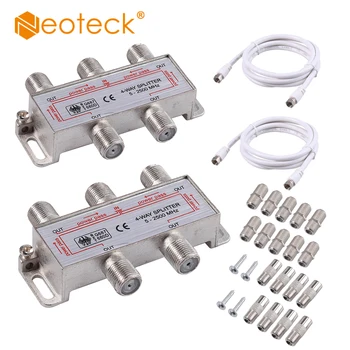 

Neoteck 2 Pcs 4 Way TV / CATV Broadband Splitter 2500MHz Bi-Directional MoCA 5-2500MHz 1.5m Factory Made Patch Leads with Fitted