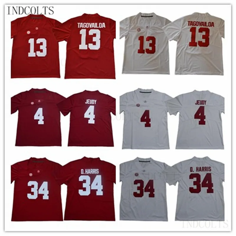 

Mens Alabama Crimson Tide 4 Jerry Jeudy 34 Damien Harris 13 Tua Tagovailoa College Football stitched Jersey INDCOLTS