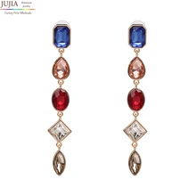 JUJIA pendiente, хорошее качество, тренд, мода для женщин, полный кристалл, Длинная кисточка, серьги, винтажные, массивные, модные серьги