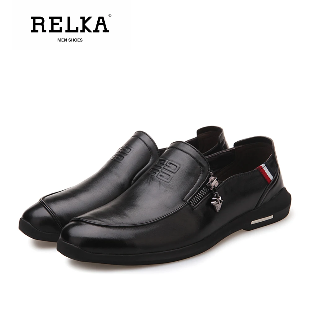 Baixo Casuais Sapatas black Qualidade Clássicos Alta Genuíno Homens Do Redondo Couro P8 Sólida Pé Handmade Relka Salto Dedo Slip on Brown Sapatos Dos Luxo De 6wRcq