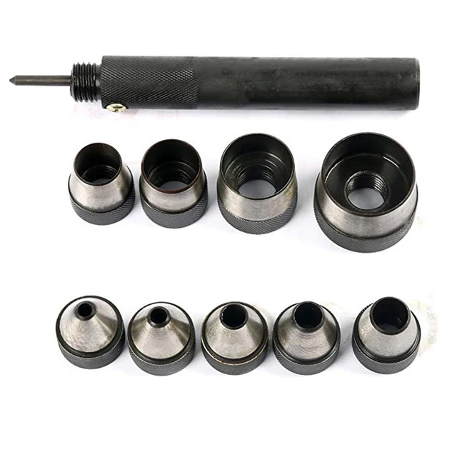 Interchangable Hollow Hole Punch Set with Handle Heavy Duty 10 Pcs