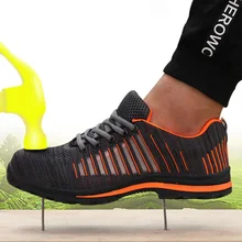 Нескользящие рабочие ботинки для пирсинга; дышащие мужские ботинки; защитная обувь со стальным носком; слипоны; повседневные кроссовки; мужская обувь