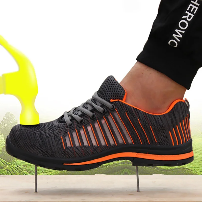 

Anti-smashing Piercing Work Safety Boot Breathable Men Boots Steel Toe Safety Shoes Slip-on Casual Sneaker Men Shoes Footwear
