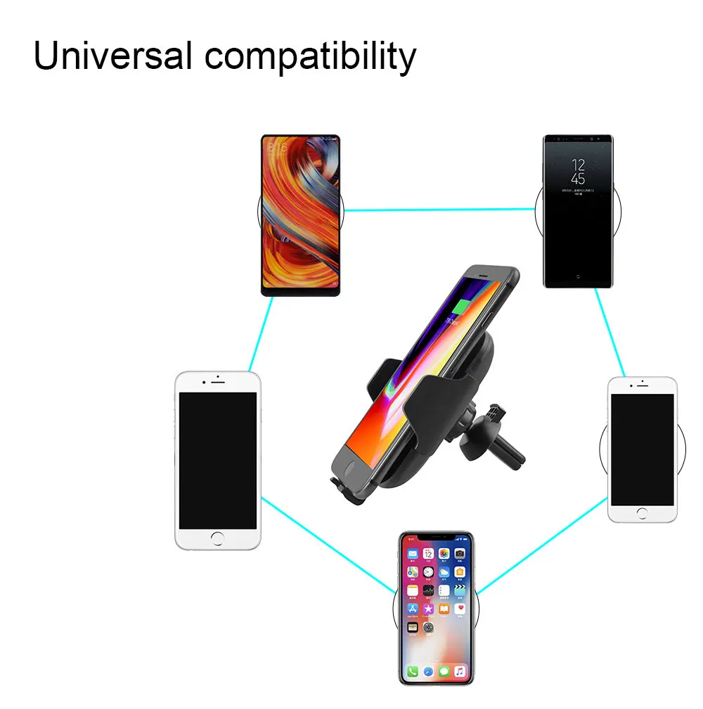 Ascromy Auto Qi Wireless Car Charger Mount Air Vent Automatic Sensor Phone Holder Charging For Samsung Galaxy S9 iPhone X 8 Plus (2)