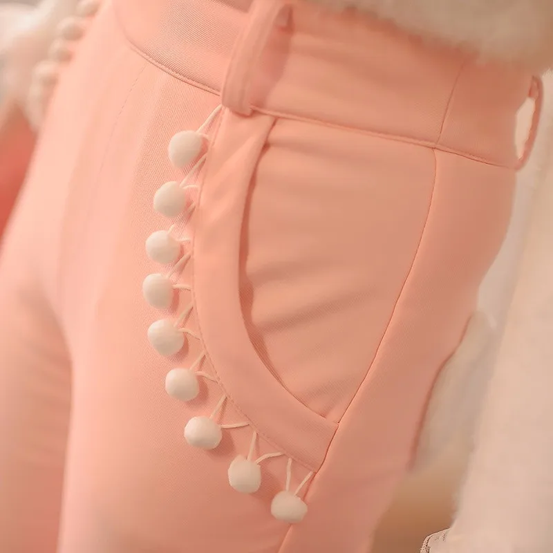 Милые брюки в стиле Лолиты для принцесс; милые плюшевые брюки с отстегивающимися подтяжками и шерстяными брюками; C16CD5014