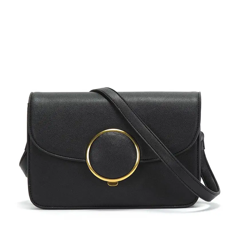 

Luxury High quality PU Handbags Women Bags Designer Metal round buckle Messenger Bags Vintage Cool Crossbody Bags Street focus