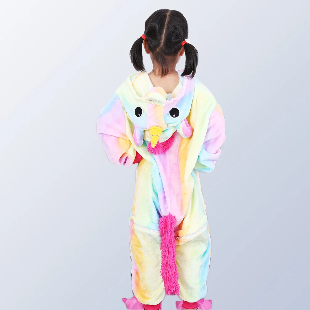 

Flannel Winter Christmas Pajamas Rainbow Unicorn Pajamas Girls Cartoon Animals Hooded Sleepwear for Boy Girls 4 6 8 10 12 years