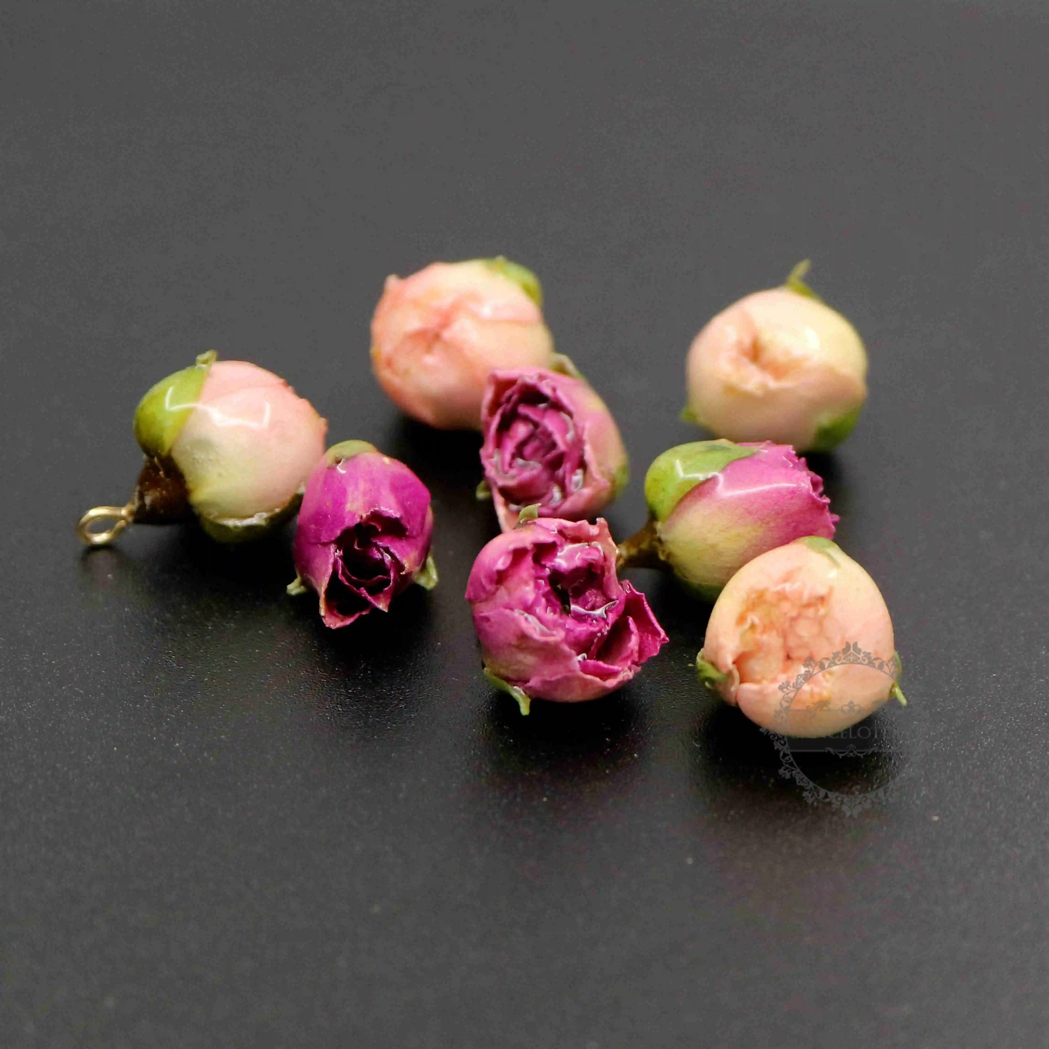 

15-20MM Real Pink Preserved Dry Rose Flower with Epoxy Filled DIY Earrings Charm Supplies 1800397