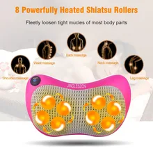 8 роликов с подогревом, шиацу, массажер для спины и шеи, массажер для глубокого разминания тканей, плеч, спины и ног, электрическая Массажная подушка для папы, мамы, друзей