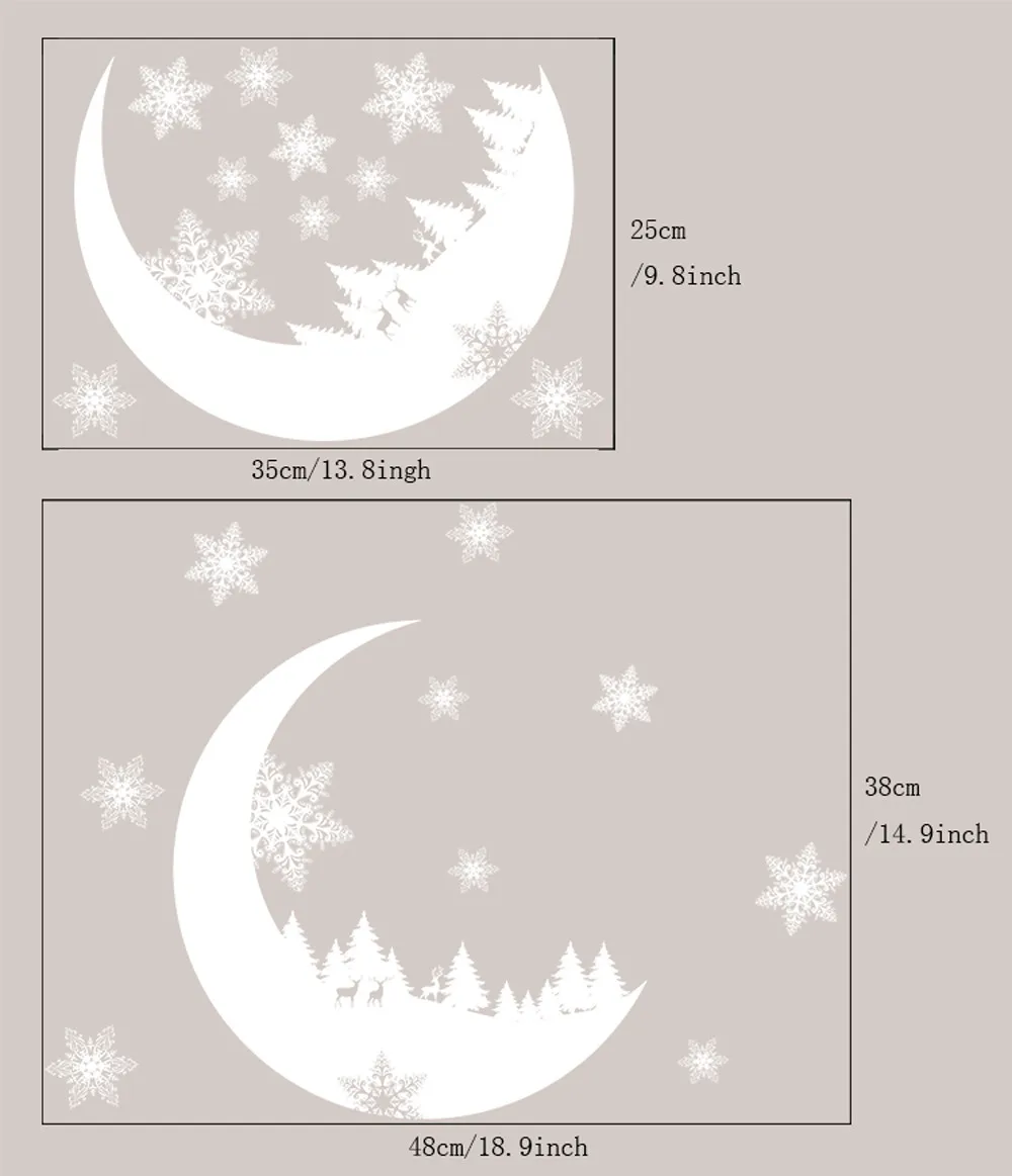 Новогодняя оконная стеклянная ПВХ Наклейка на стену Рождество DIY снежная луна Наклейка на стену s домашняя наклейка Рождественское украшение для дома