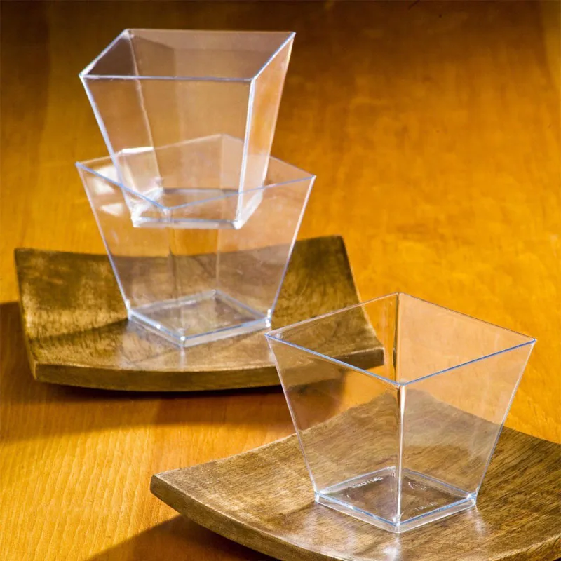 

20pcs Mini Square Clear Plastic Disposable Cake Dessert Cup Ice Cream Cups Cube Mousse Tray Wedding Party Supplies 58x75cm