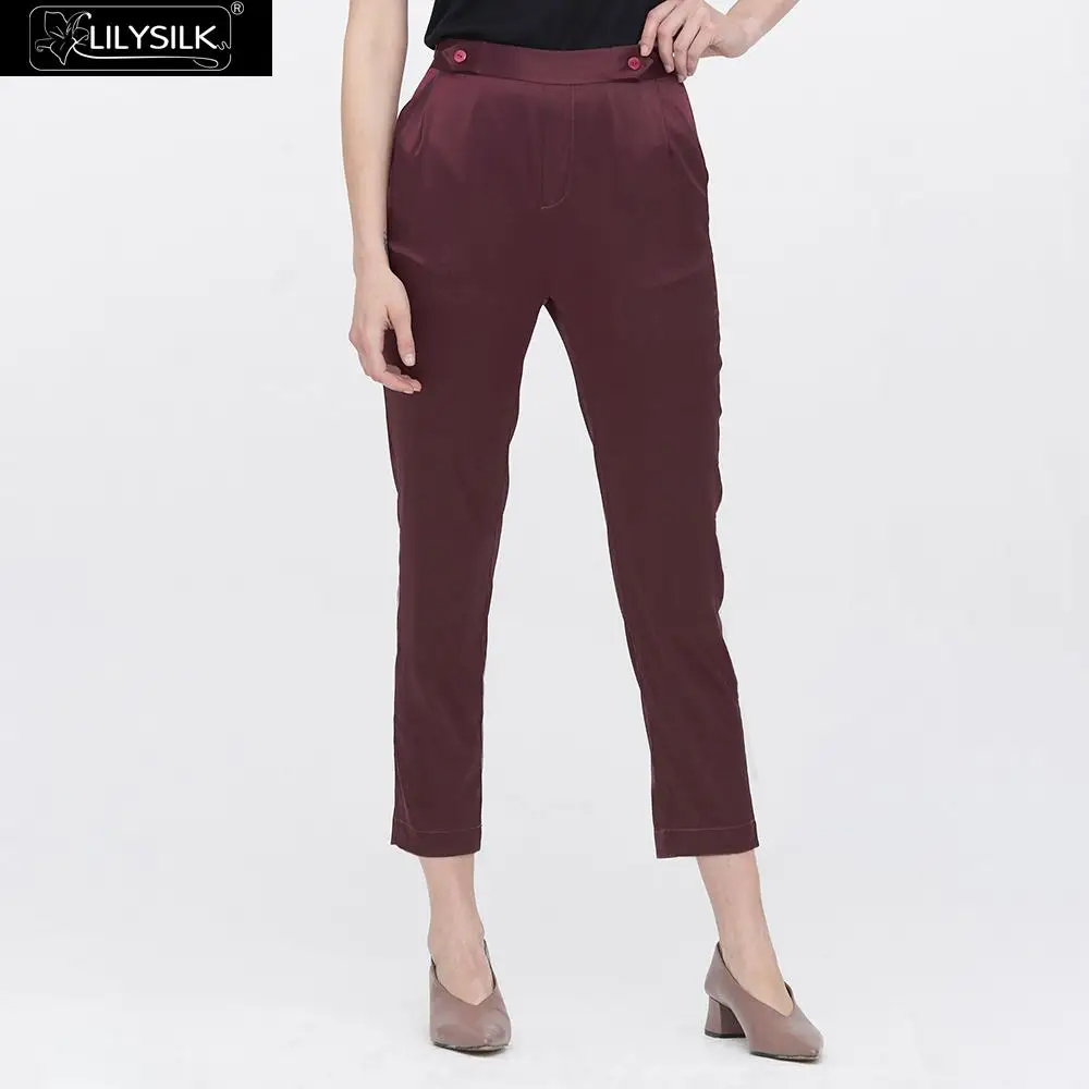 LILYSILK Pant 100 шелк комфорт подходят шелковые трубы женские новые - Цвет: Dark Burgundy