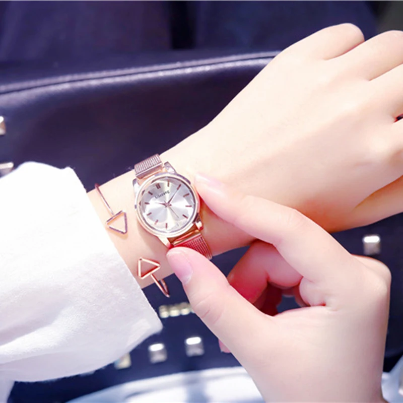 

Luxury Watches Women Rose Gold Sliver Mesh Stainless Steel Dail Casual Clock Top Brand Ladies Wrist Watch Relogio Feminino
