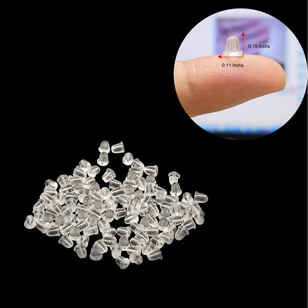 

200Pcs Silicone Mini Size Anti-Allergy Earring Back Replacement DIY Soft Clear Earring Safety Backs Clutch Stopper