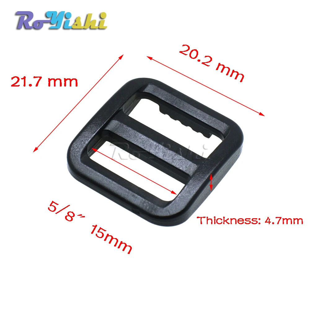 Plastic Adjust Buckles 10 Pcs/Pack Slider Tri Glide Wider Style Backpack Straps Webbing Black