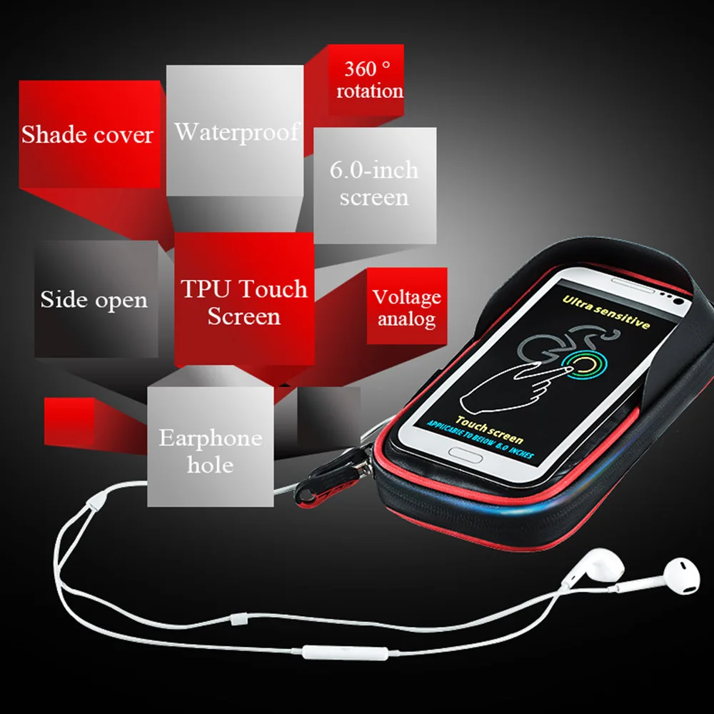 

6 inch Bicycle Bike Waterproof Cell Phone Bag Holder Motorcycle Mount for iPhone 7 6S Samsung Galaxy S8 S7 LG G6 Mate 9 3colors