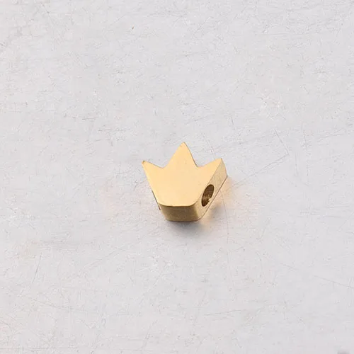 gold color Fnixtar Small Crown Bead 1.8mm Hole Beads Mirror Polished Stainless Steel DIY Crown Charms 7.3*8mm 20piece/lot - Окраска металла: gold color