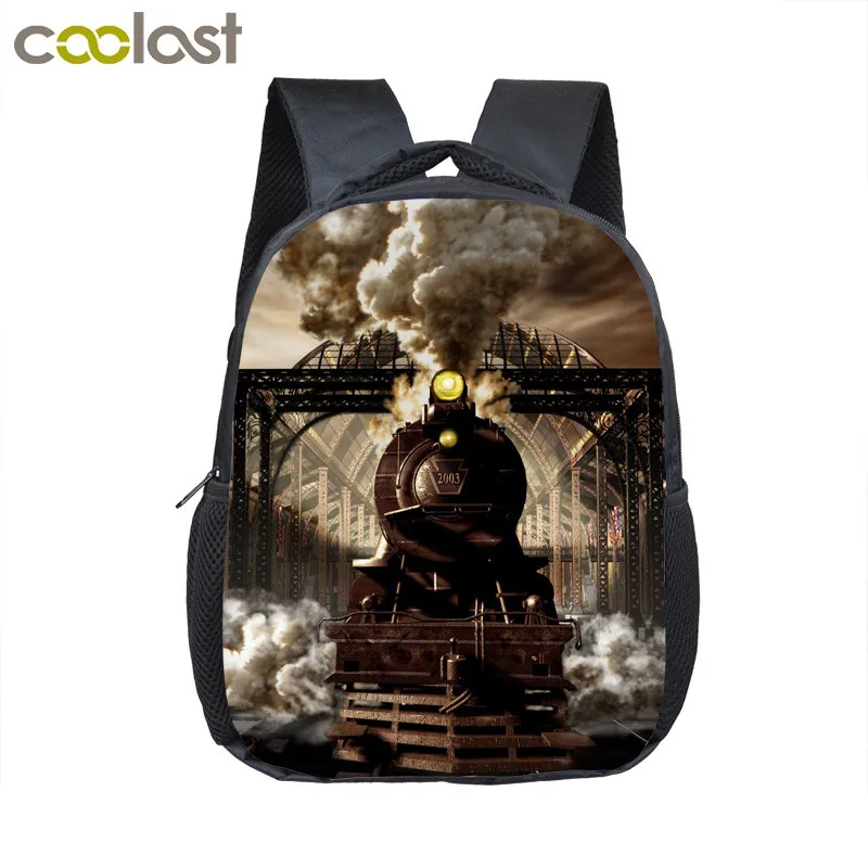 Steam Train Kindergarten Backpack 12 Inch Kids School Bags