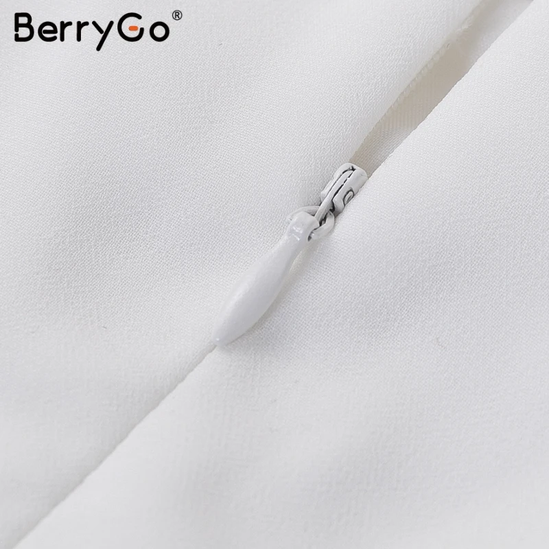 BerryGo женская блуза рубашка Элегантная открытая кружевная вышивка длинный рукав
