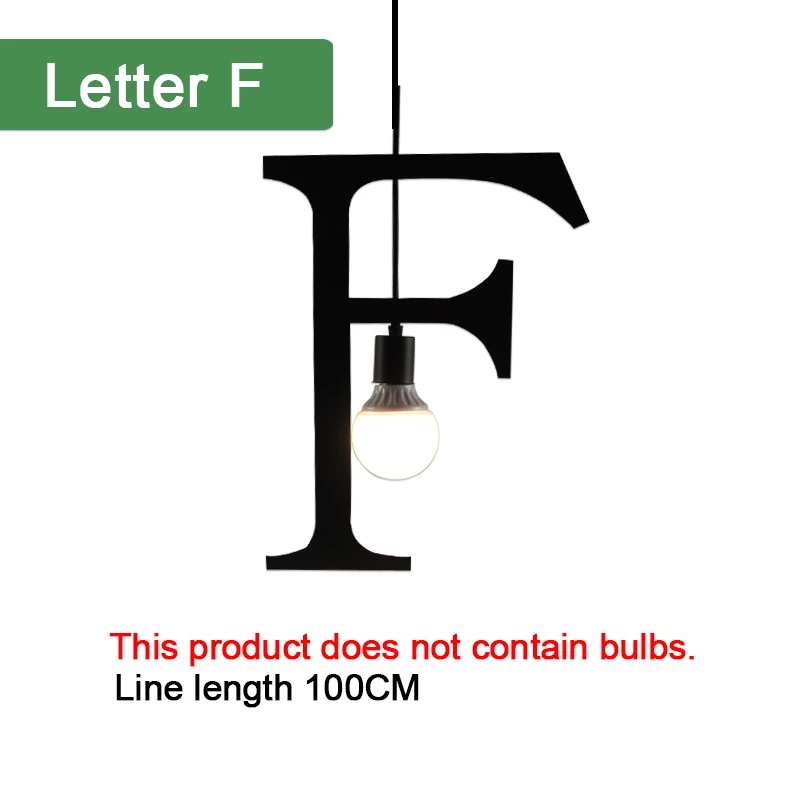 Kaguyahime подвесной светильник s E27 DIY, креативный светильник с буквенным принтом от A до Z, железный подвесной светильник 100 см, скандинавские светодиодные лампы для декора, для чердака, гостиной - Цвет корпуса: F