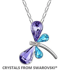 Горячая Распродажа, Очаровательное ожерелье со стрекозой и кристаллами от Swarovski подходит для бижутерия в подарок на Рождество - Окраска металла: Tanzanite P