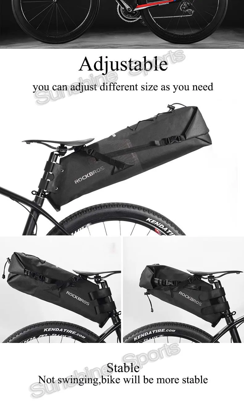 Clearance Rockbros 10L/14L Road Mountain Bike Bag Waterproof Cycling Rear Seat Travel Bag Bicycle Saddle Bag Pack Pannier Bike Accessories 13