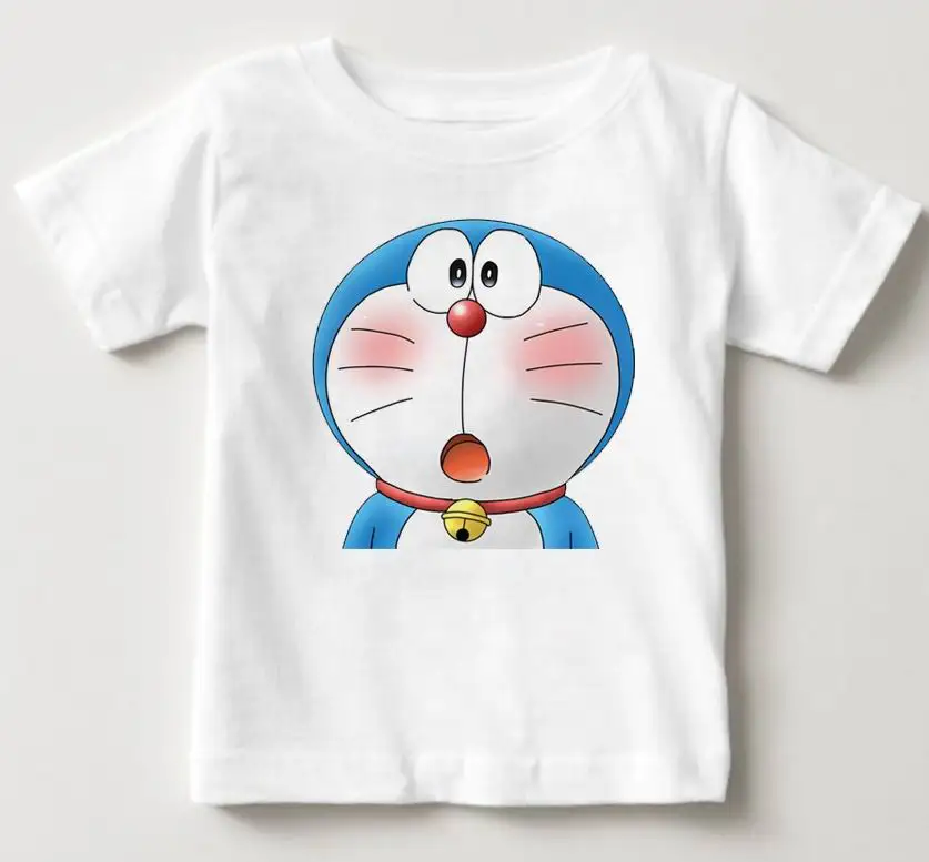 Doraemon/Лидер продаж, летнее милое платье с короткими рукавами и рисунком кота для мальчиков и девочек 2108 года, забавная куртка с героями мультфильмов - Цвет: white4